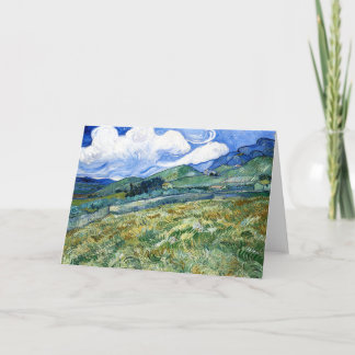 Cartão Wheatfield e Mountain, Vincent Van Gogh