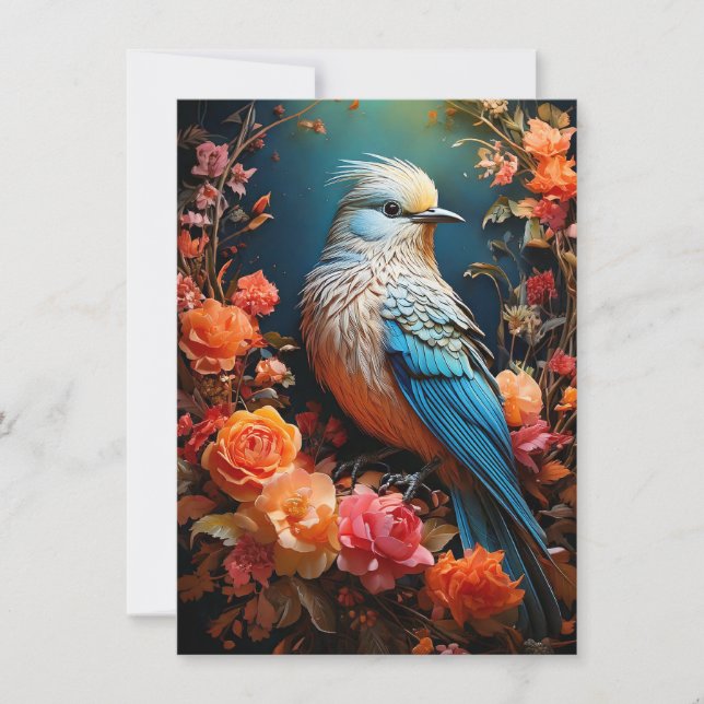 Cartão Whimsic Nature Blue Bird (Frente)