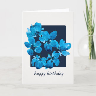 Cartão Whimsical Blue Watercolor Floral Birthday Card