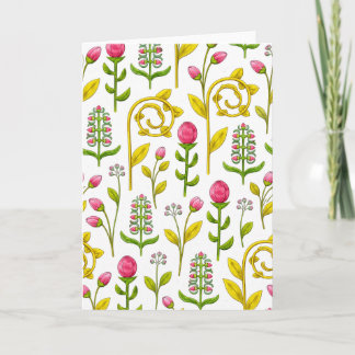 Cartão Whimsical Botanical Floral Pattern Blank