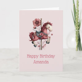 Cartão Whimsical Carousel Horse Image Birthday