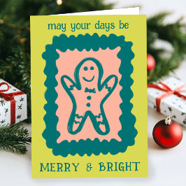 Cartão Whimsical Christmas Cookie Merry & Bright Holiday
