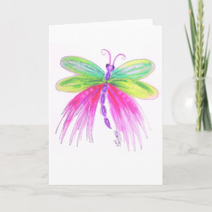 Cartão Whimsical Colorful Dragonfly Blank Greeting Card