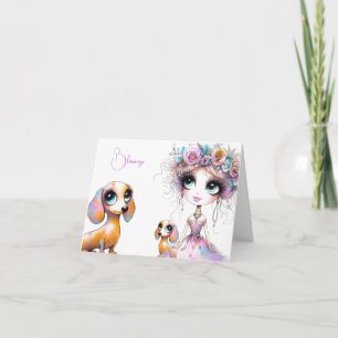 Cartão Whimsical Dachshund Blessings