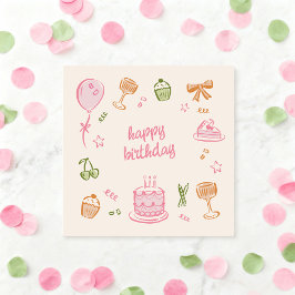 Cartão Whimsical Doodle Sketches Happy Birthday