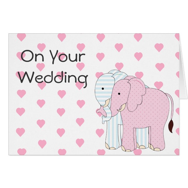 Cartão Whimsical Elephant Wedding (Frente Horizontal)