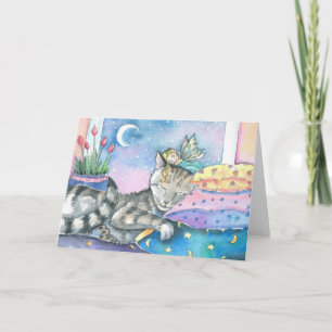 Cartão Whimsical Fairy Tabby Cat Card by Molly Harrison