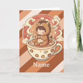 Cartão Whimsical Hedgehog Coffee Greeting Card