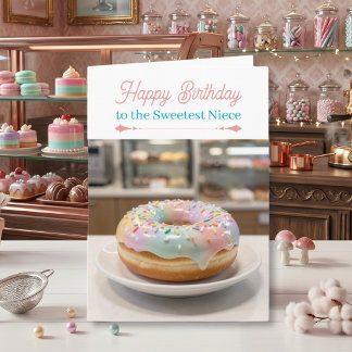 Cartão Whimsical Pastel Glass Glaze Donut Niece Birthday