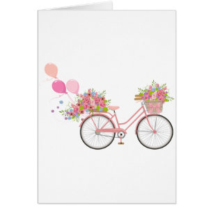 Cartão Whimsical Pink Bicycle