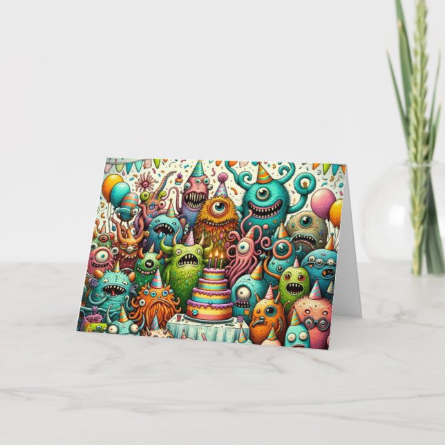 Cartão Whimsical Weirdos Birthday Bash (Frente)