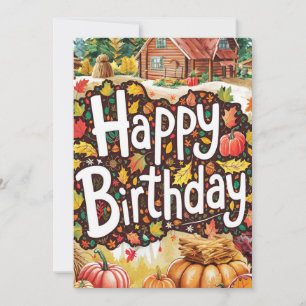 Cartão Whimsical Woods Autumn Cai Feliz Aniversário