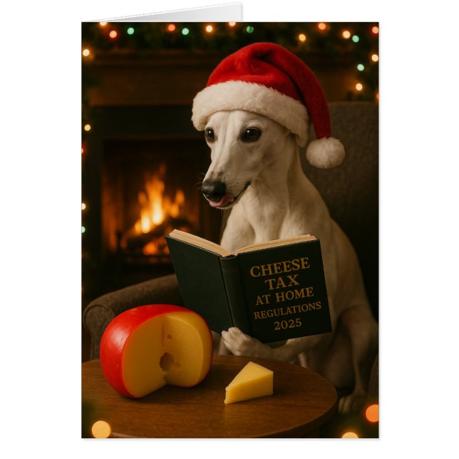 Cartão Whippet 'Cheese Tax' Christmas card white / cream (Frente)