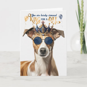 Cartão Whippet Dog King para o dia feliz aniversário