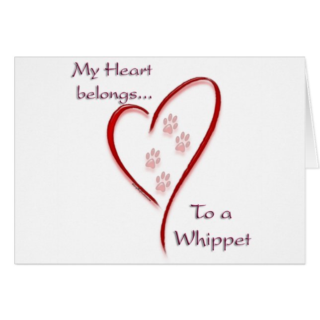 Cartão Whippet Hearts Pertence (Frente Horizontal)