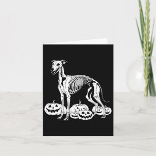 Cartão Whippet Skeleton Aniversário Cachorro de Halloween