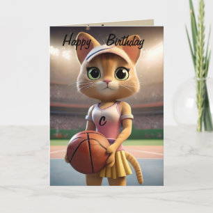 Cartão "Whiskers on Court" Netball ou Gato de Basquete,