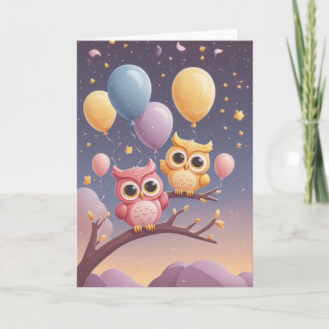 Cartão Whispering Wishes to an Owl (Frente)