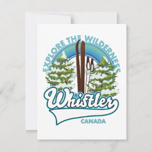 Cartão Whistler Canadá,explore a natureza selvagem, logot