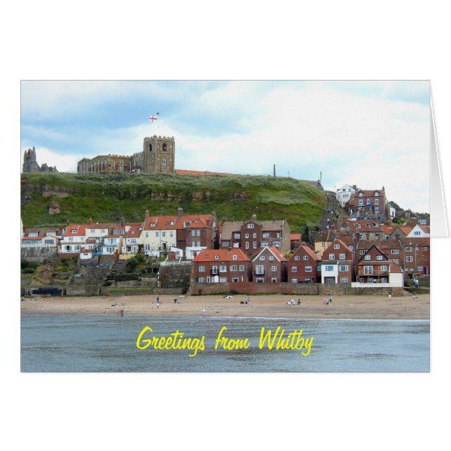 Cartão Whitby no North Yorkshire, Inglaterra. (Frente Horizontal)