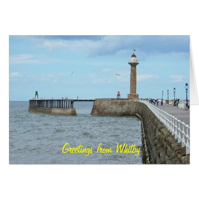 Cartão Whitby no North Yorkshire, Inglaterra. (Frente Horizontal)