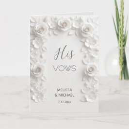 Cartão White 3D Roses Wedding Vow Card