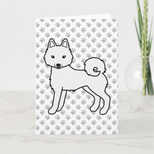 Cartão White Alaskan Klee Kai Cute Cartoon Dog