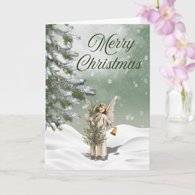 Cartão White Christmas Angel in the Snow Greeting Card (Orquídea)