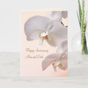 Cartão White cream orchids Wedding Anniversary