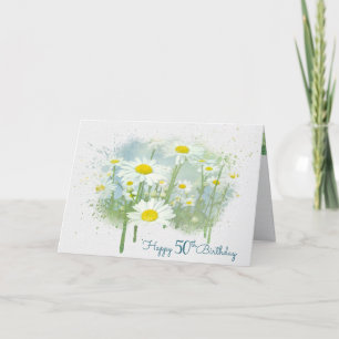 Cartão White Daisies 50th Birthday Card
