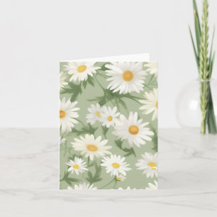Cartão White Daisies On Green