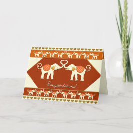 Cartão White Elephants in Love Parabéns Card