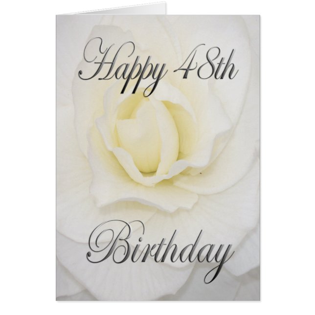 Cartão White Flower Happy 48º aniversário (Frente)
