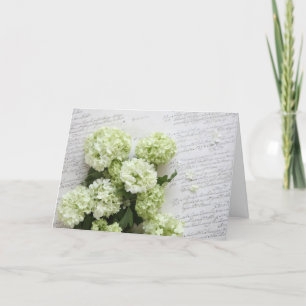 Cartão white hydrangeas with script writing greeting card