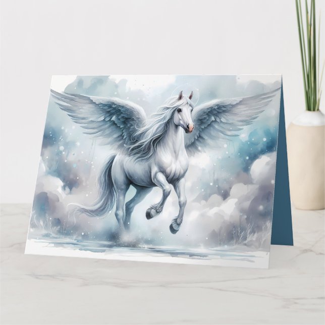 Cartão White Pegasus Wings Soft Blue Sky Dreamscape (Frente)