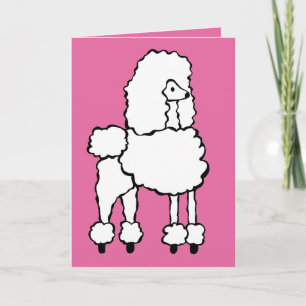 Cartão White Poodle Happy Birthday