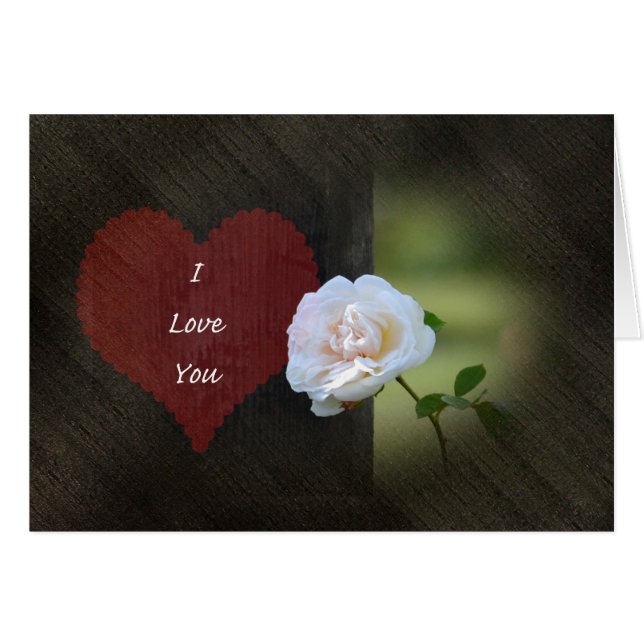 Cartão White Rose Love Heart (Frente Horizontal)