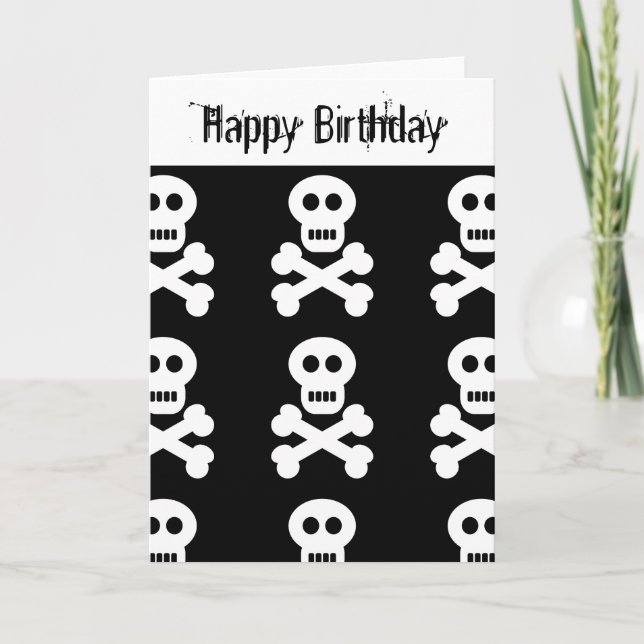 Cartão White Skulls Happy Birthday (Frente)