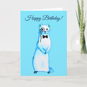 Cartão White Stoat Ermine Cute Ferret Amante Arte Anivers