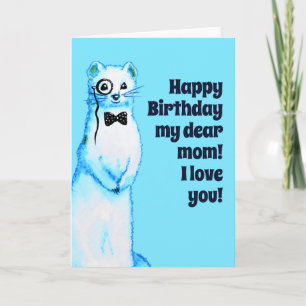 Cartão White Stoat Ermine Cute Ferret Sobrevive Mãe Anive