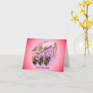 Cartão White Unicorn Butterflies Fantasy Horse Note Card