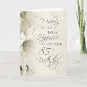 Cartão White Vintage Flowers Happy 85th Birthday Card