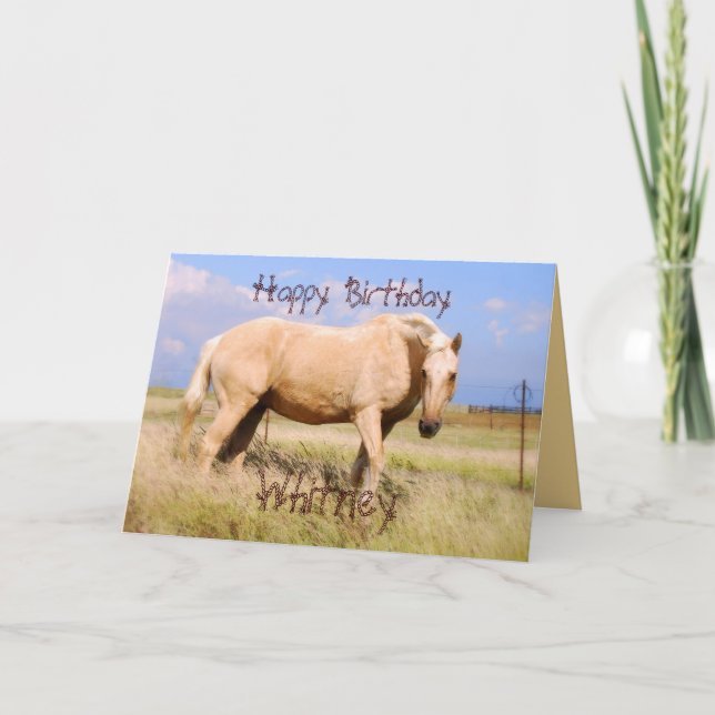 Cartão Whitney Happy Birthday Palomino Horse Card (Frente)