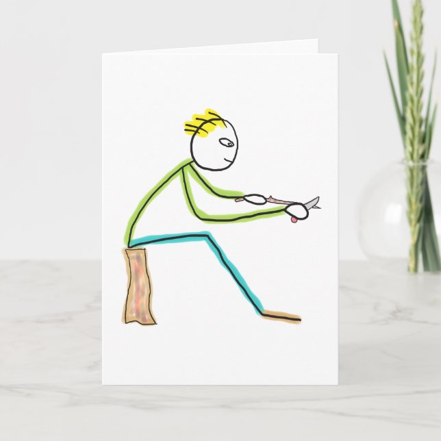 Cartão Whittling Stickman (Frente)