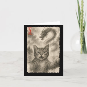 Cartão Wi Funny Sumi-e Kawaii Surpreso Assustado Gato Sel