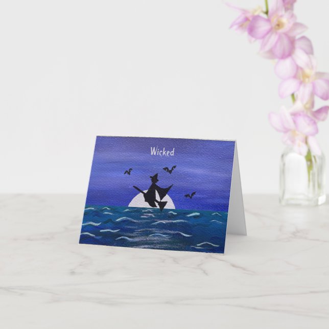 Cartão Wicked Witch Ocean Moonrise (Frente) (Orquídea)