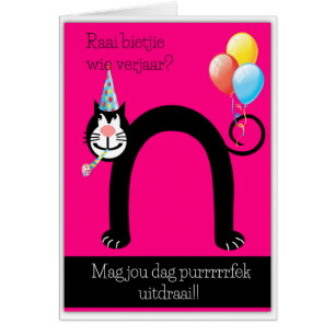 Cartão Wie do bietjie de Raai verjaar?