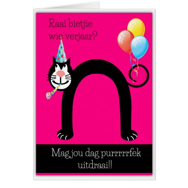 Cartão Wie do bietjie de Raai verjaar? (Frente)