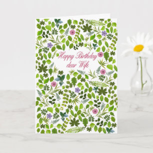 Cartão Wife Birthday Scattered Leaves Card