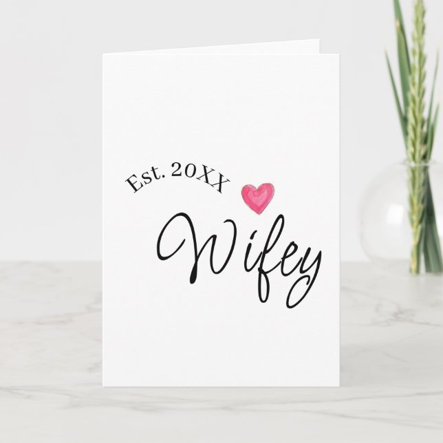 Cartão Wifey red heart est. Year future wife valentine's  (Frente)